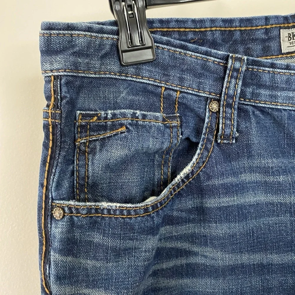 BKE Derek Straight Leg Jeans‎ Men's 36R 36x32 Dark Blue Wash Denim Button Fly